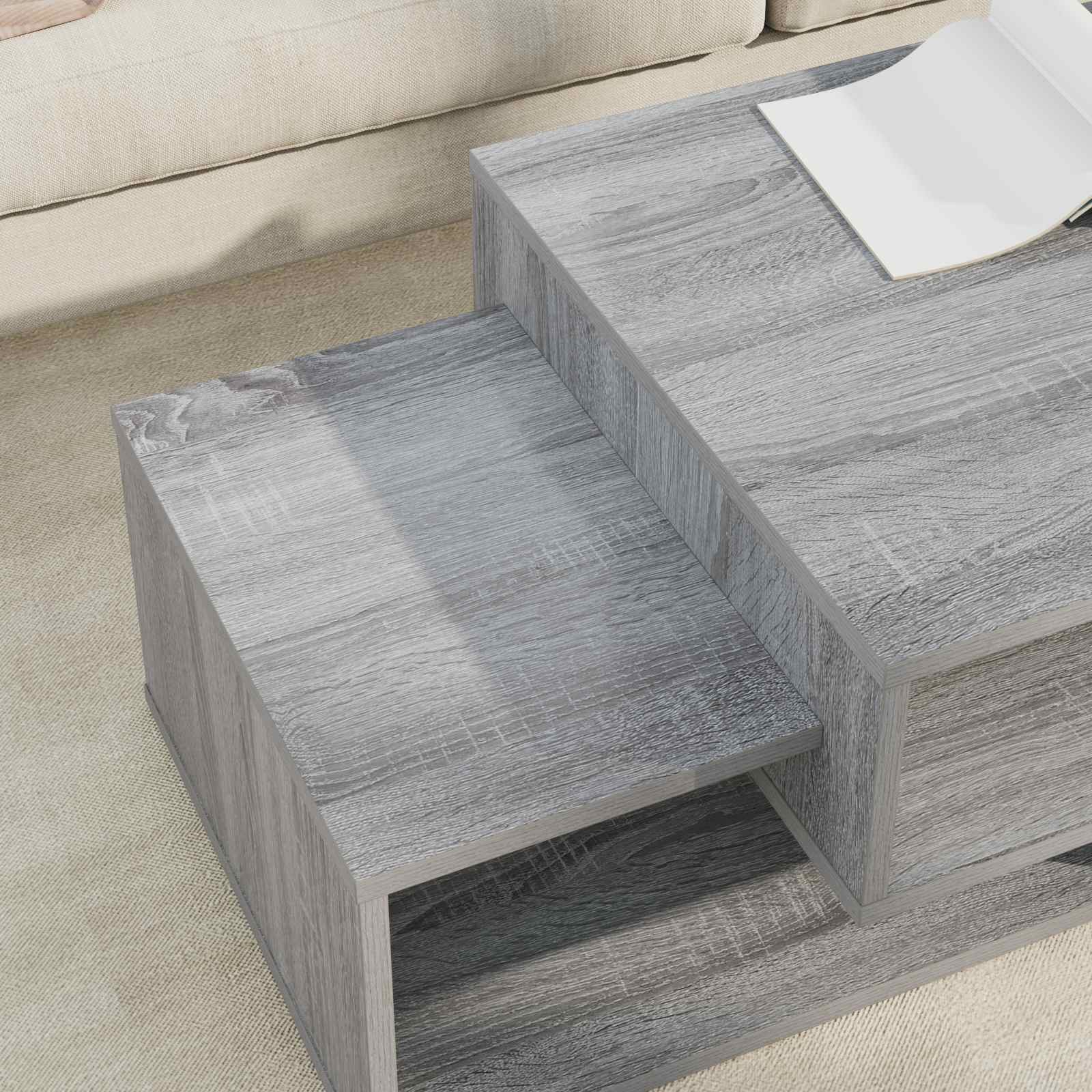 vidaXL Coffee Table Grey Sonoma 105 x 50 x 32.5 cm Engineered Wood 4