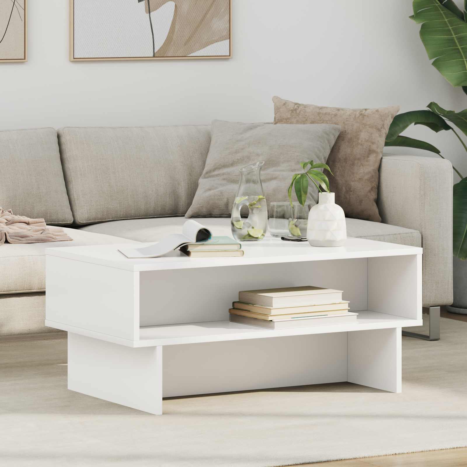 vidaXL Coffee Table White 80 x 46 x 35 cm Engineered Wood 1