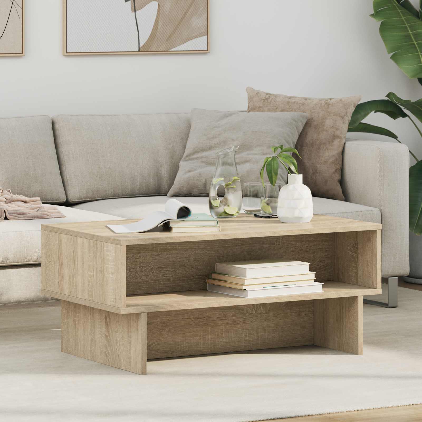 vidaXL Coffee Table Sonoma Oak 80 x 46 x 35 cm Engineered Wood 1