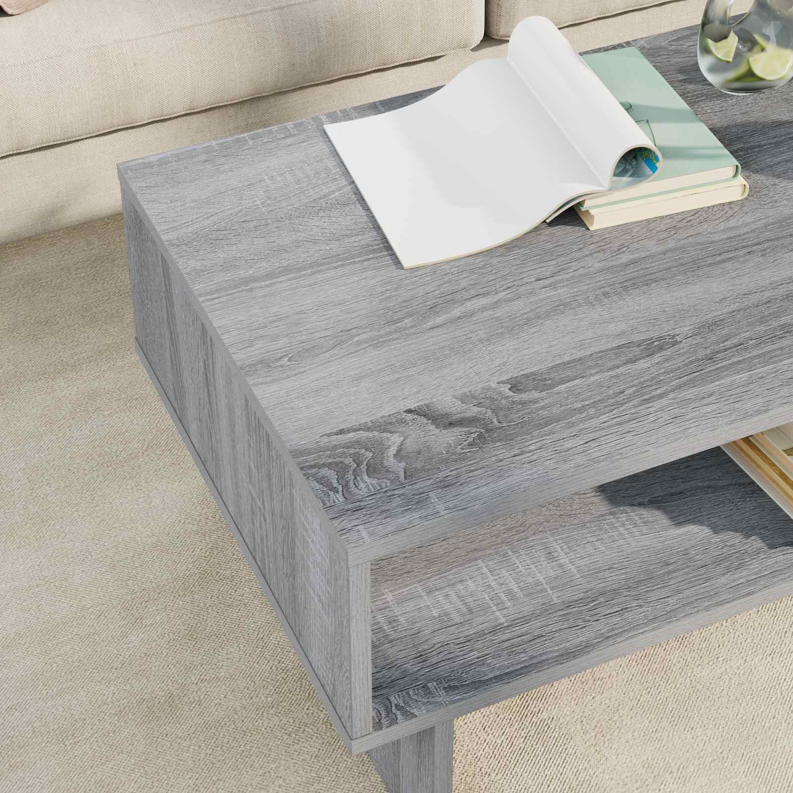 vidaXL Coffee Table Grey Sonoma 80 x 46 x 35 cm Engineered Wood 4