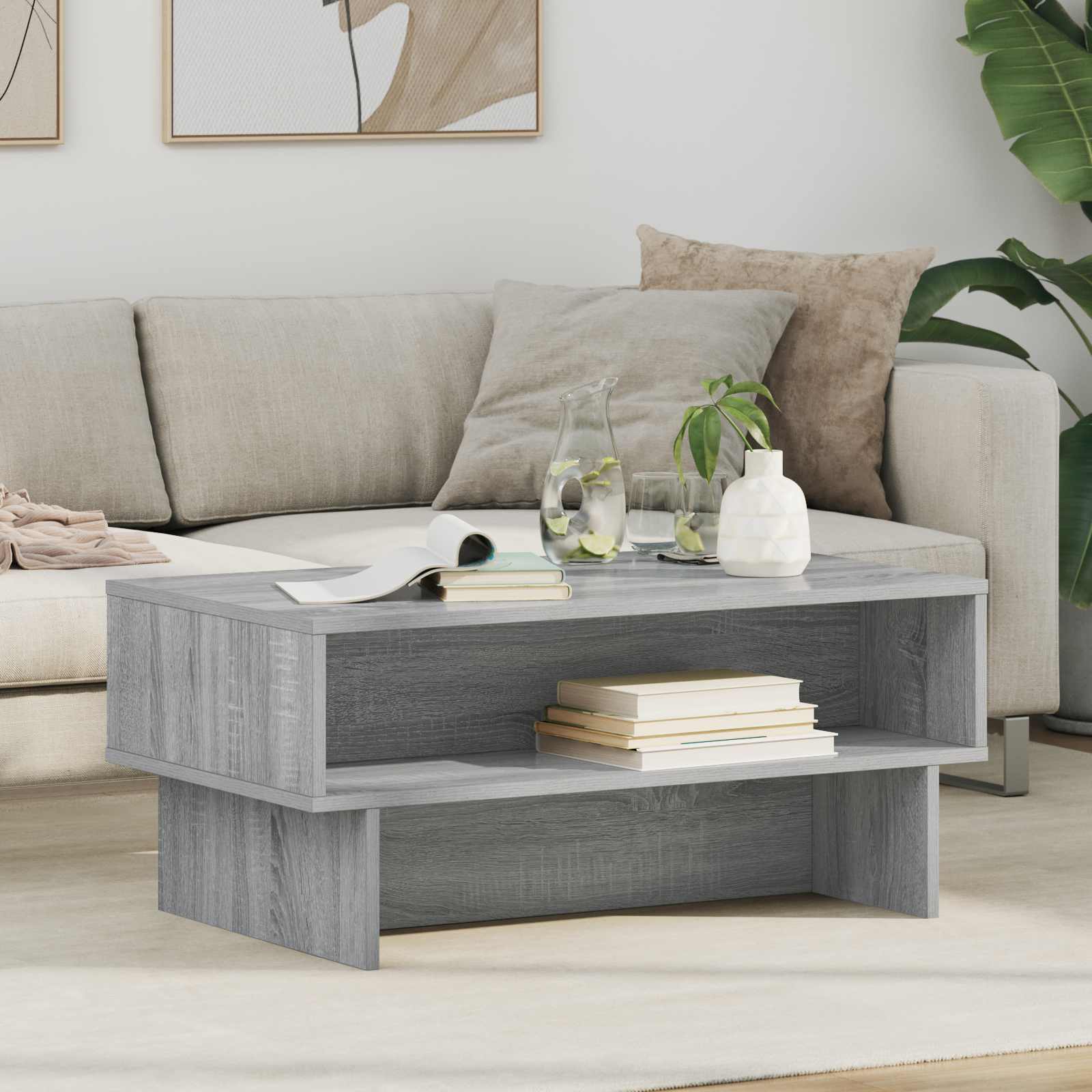 vidaXL Coffee Table Grey Sonoma 80 x 46 x 35 cm Engineered Wood 1