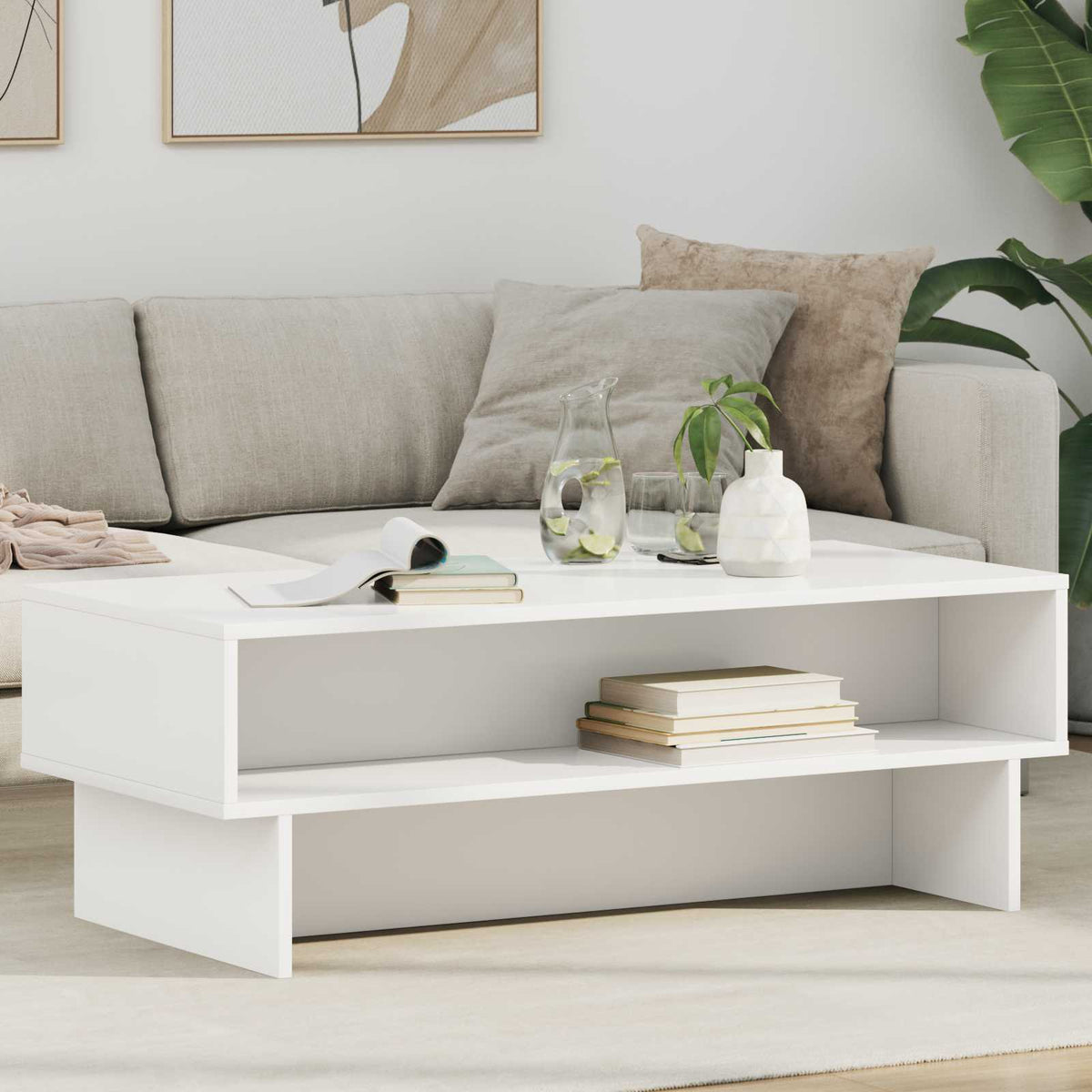 Coffee Table Engineered Wood 100 x 46 x 35 cm White