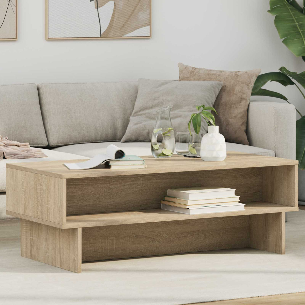 Coffee Table Engineered Wood 100 x 46 x 35 cm Sonoma oak