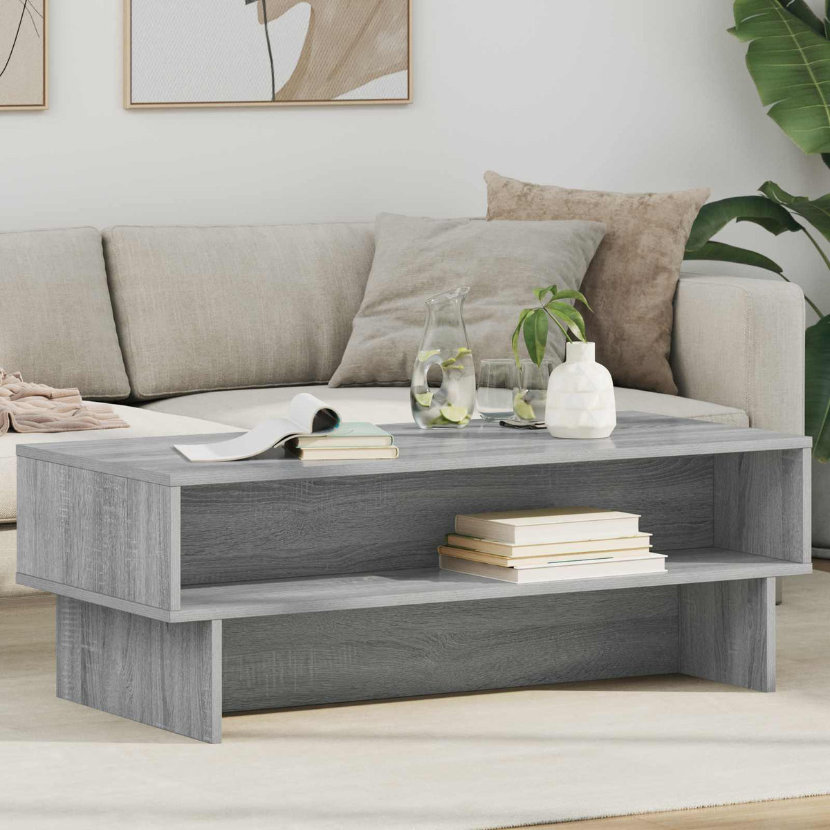 Coffee Table Engineered Wood 100 x 46 x 35 cm Grey sonoma