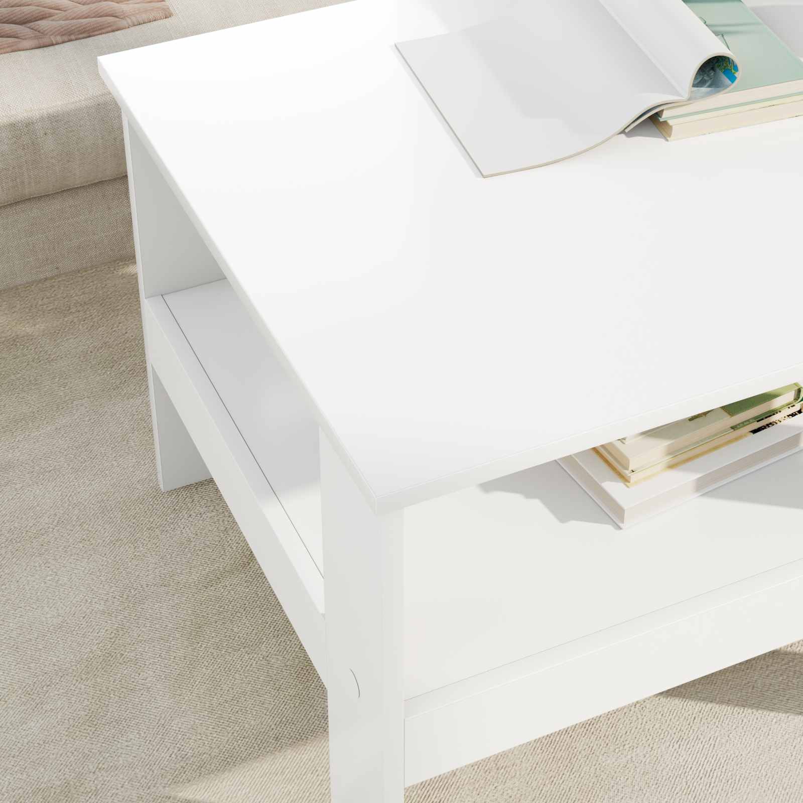 vidaXL Coffee Table White 57 x 55 x 45 cm Engineered Wood 4