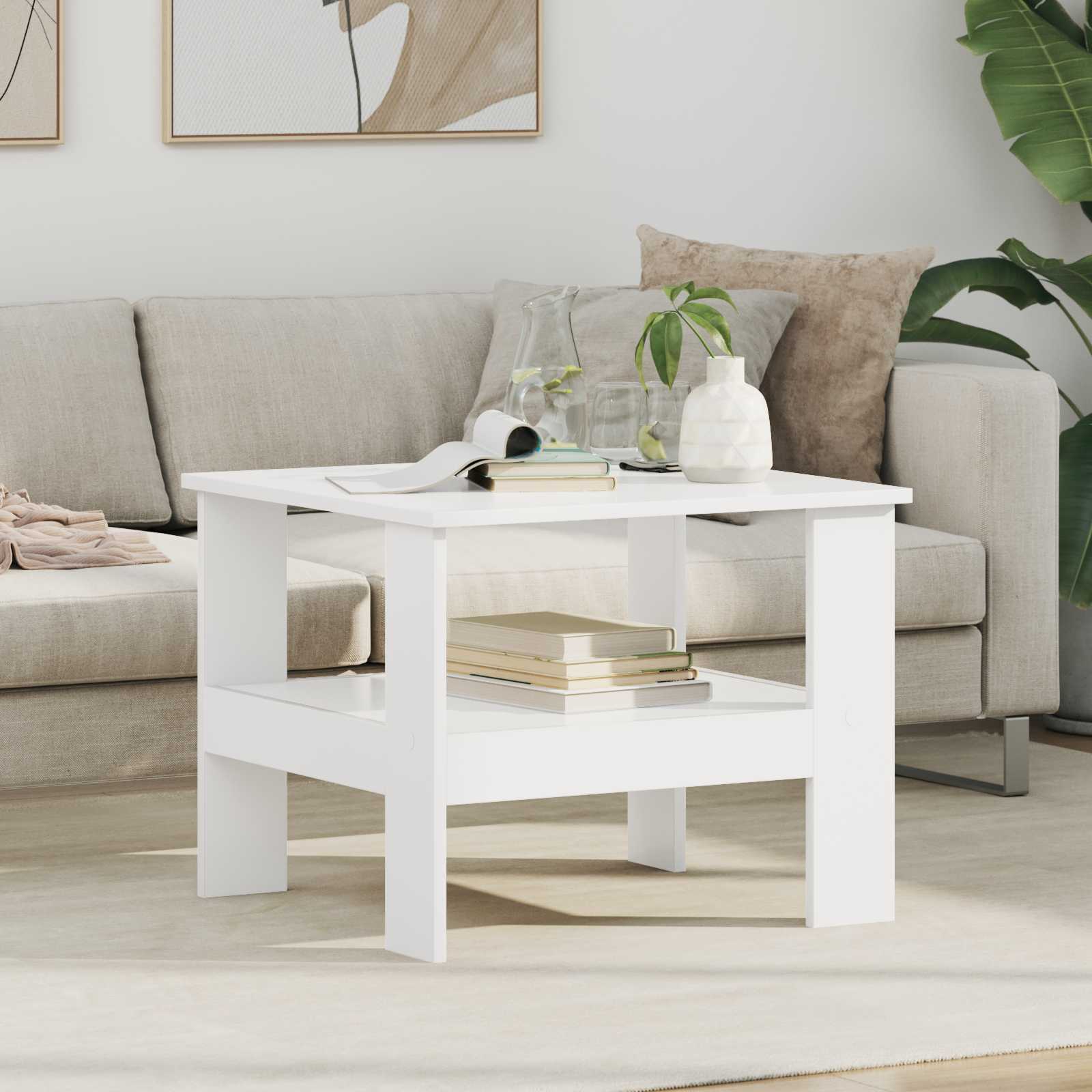vidaXL Coffee Table White 57 x 55 x 45 cm Engineered Wood 1