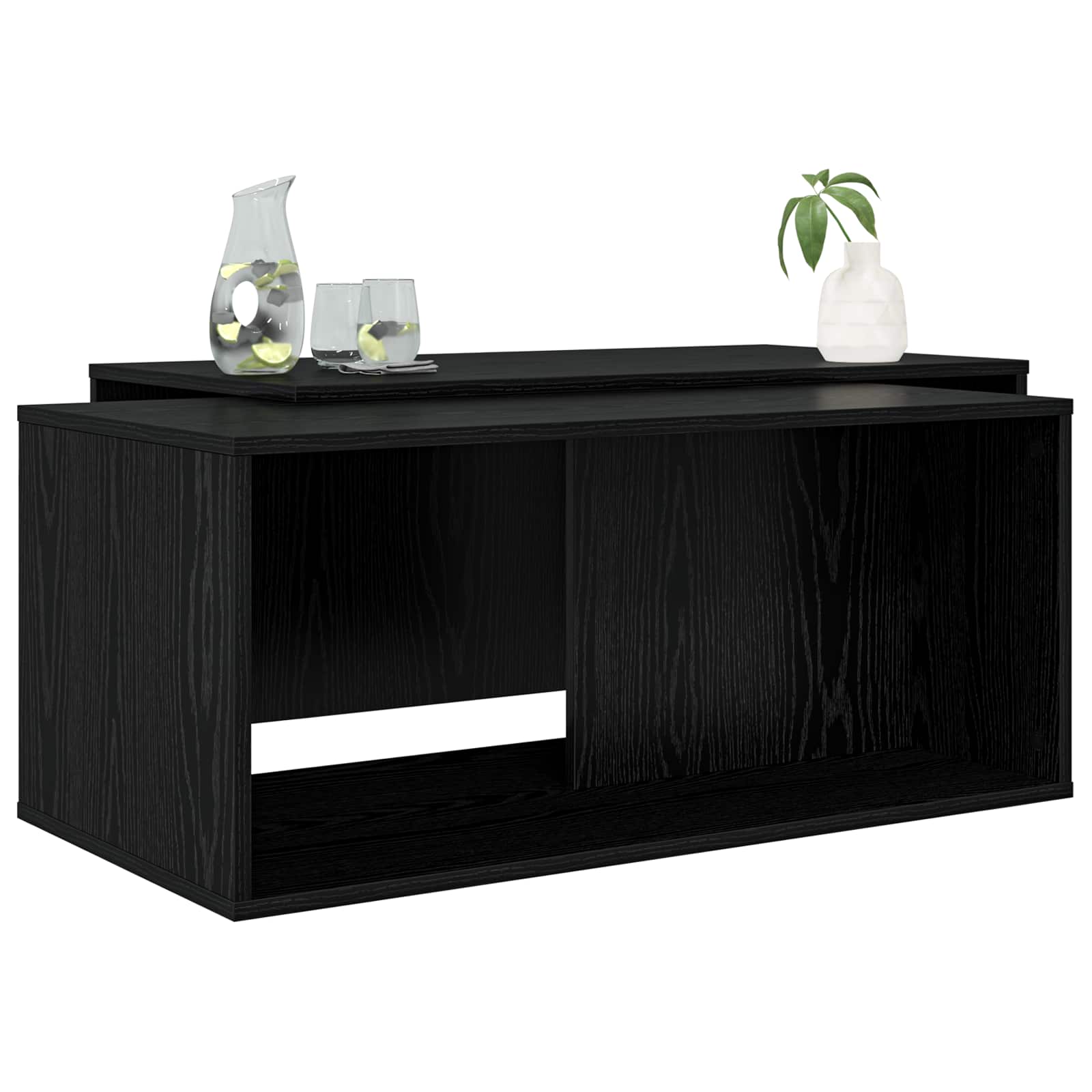 vidaXL Coffee Table Set 2 pcs Black Oak 90 x 48 x 40 cm 3