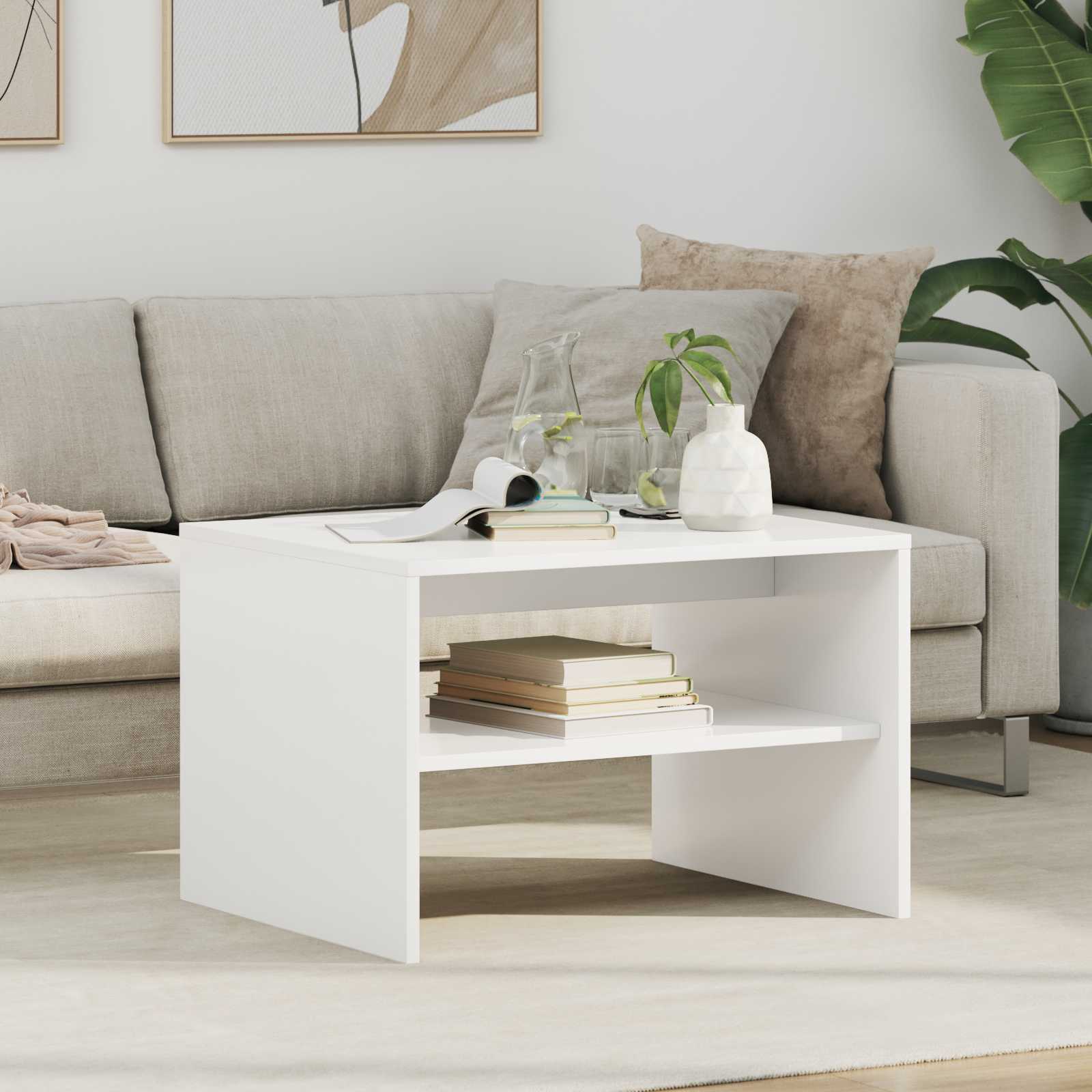 vidaXL Coffee Table White 60 x 50 x 40 cm Engineered Wood 1