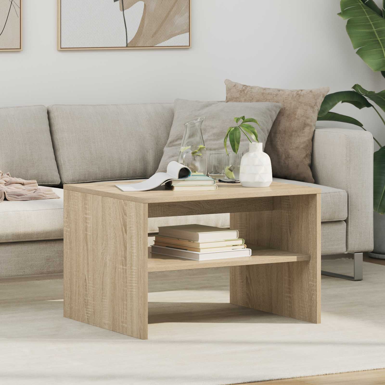 vidaXL Coffee Table Sonoma Oak 60 x 50 x 40 cm Engineered Wood 1