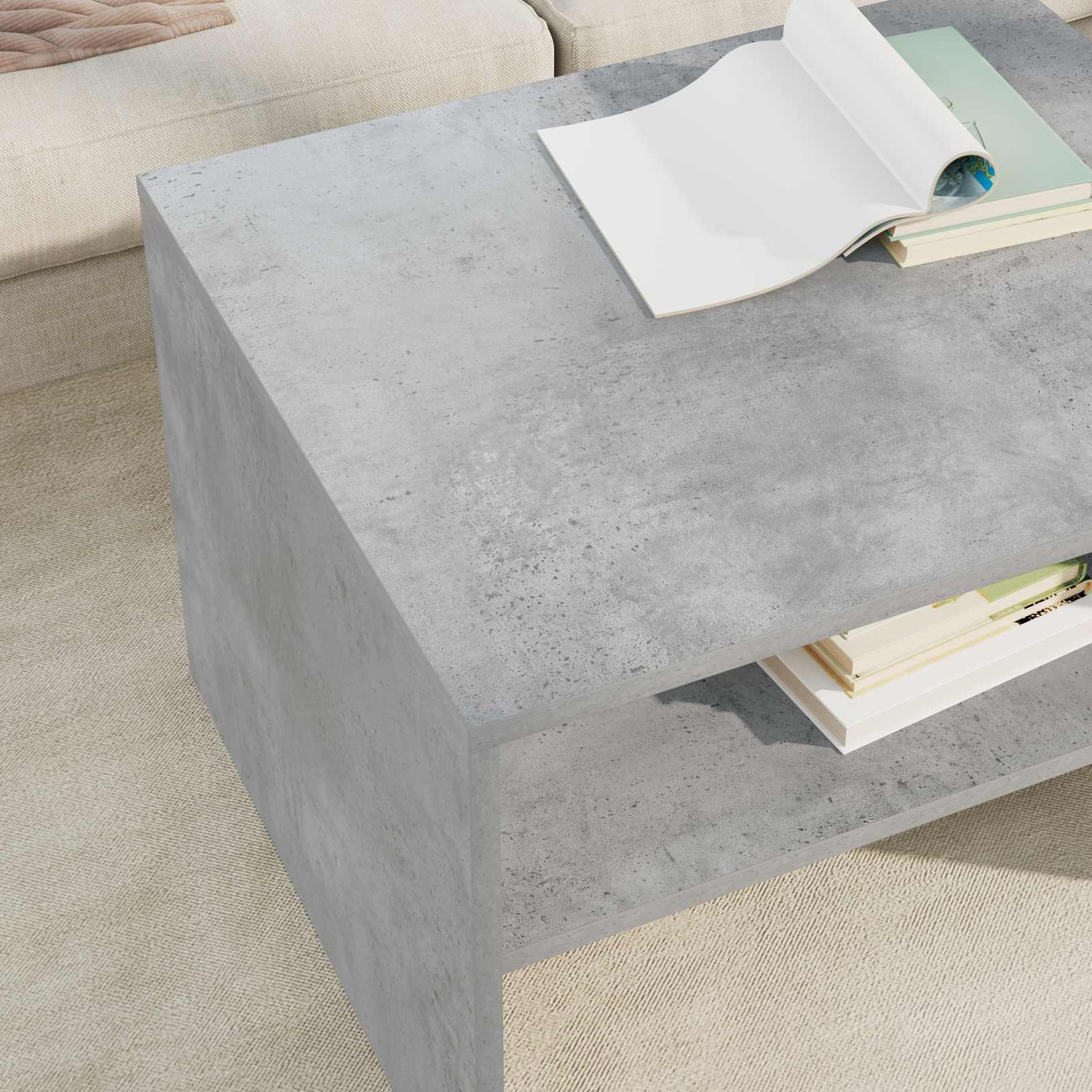 vidaXL Coffee Table Concrete Grey 60 x 50 x 40 cm Engineered Wood 4