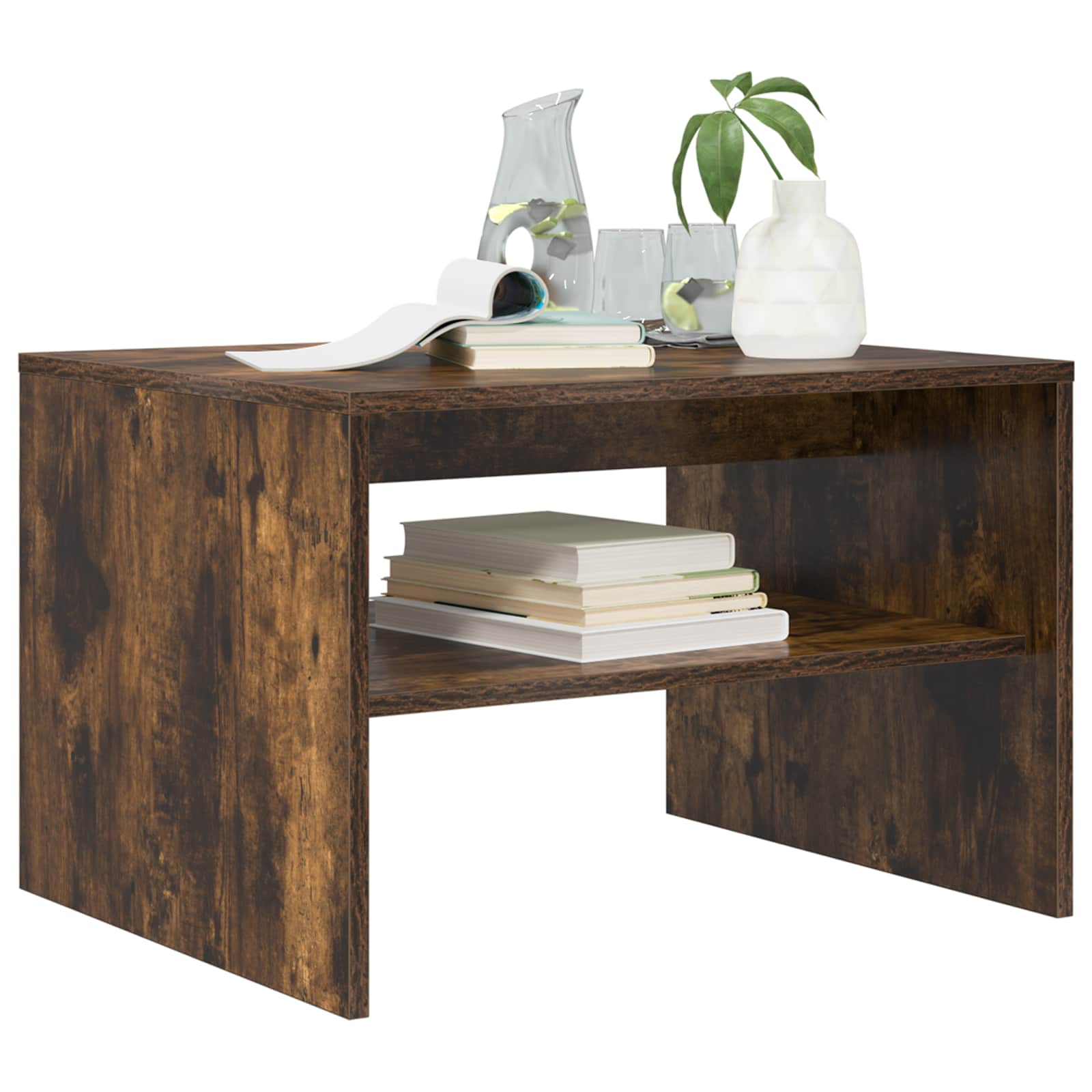 vidaXL Coffee Table Smoked Oak 60 x 50 x 40 cm Engineered Wood 3
