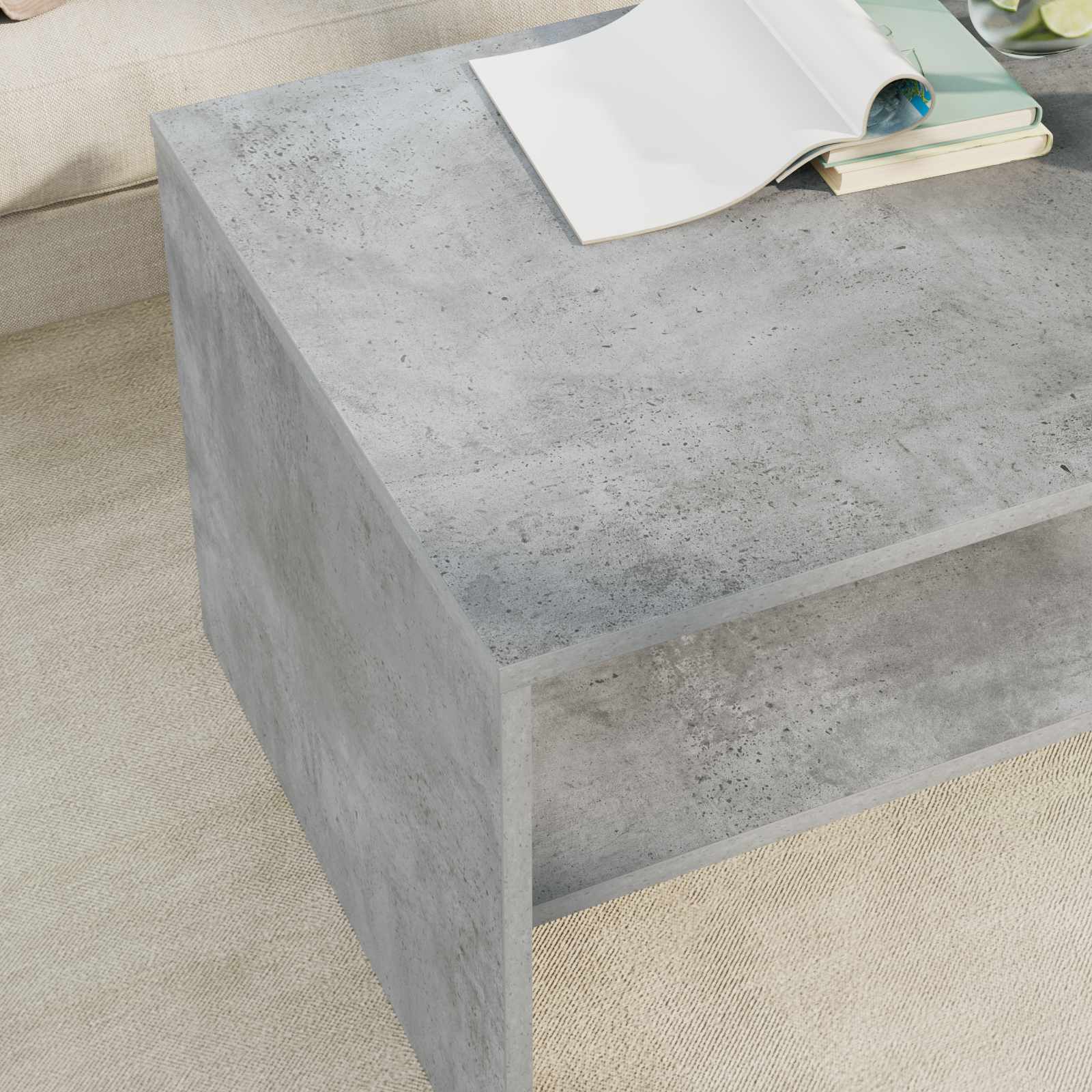 vidaXL Coffee Table Concrete Grey 80 x 50 x 40 cm Engineered Wood 4