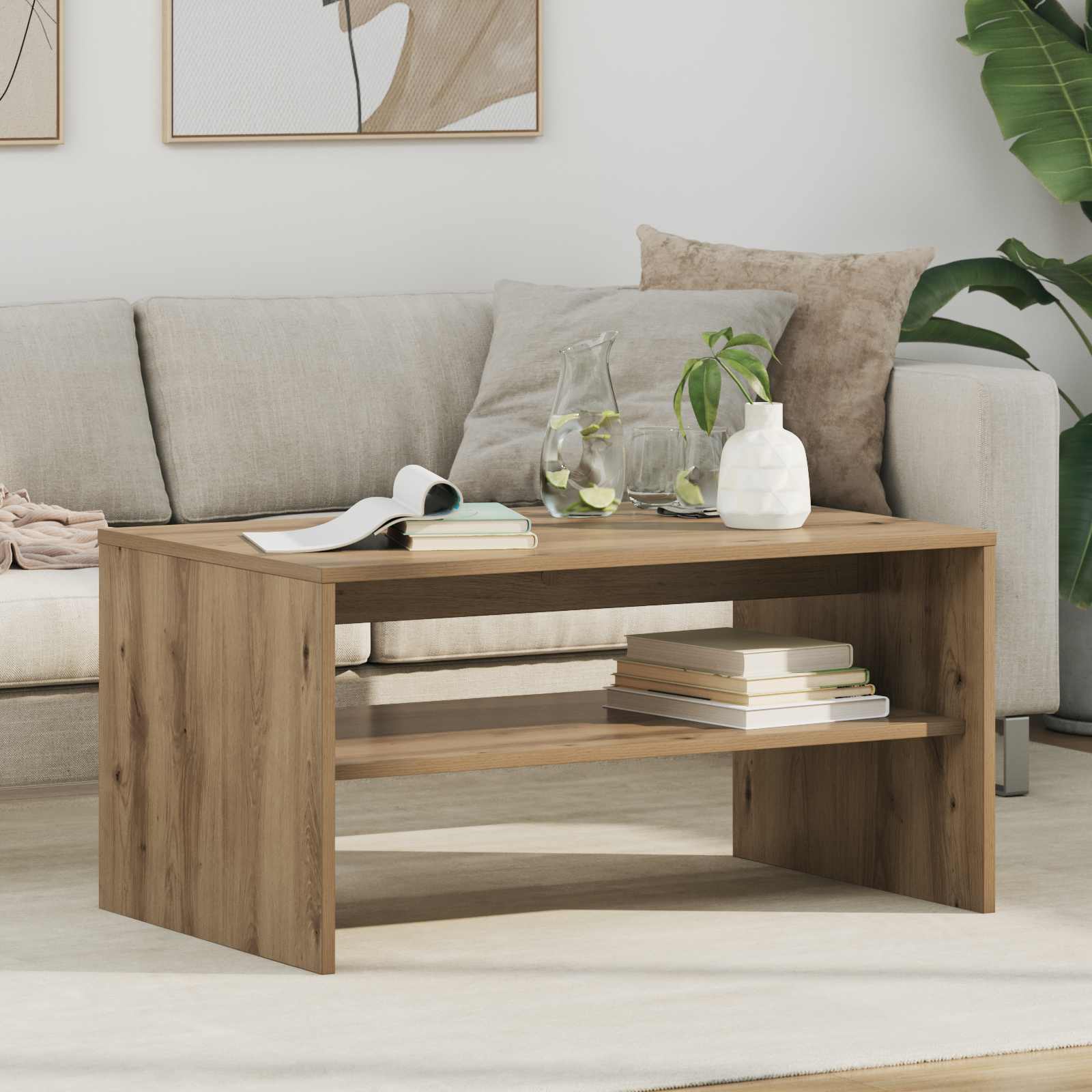 vidaXL Coffee Table Artisan Oak 80 x 50 x 40 cm Engineered Wood 1