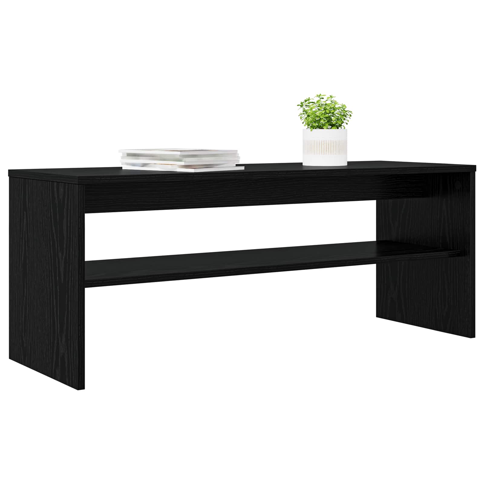 vidaXL TV Cabinet 100 x 35 x 40 cm Black Oak Engineered Wood 3