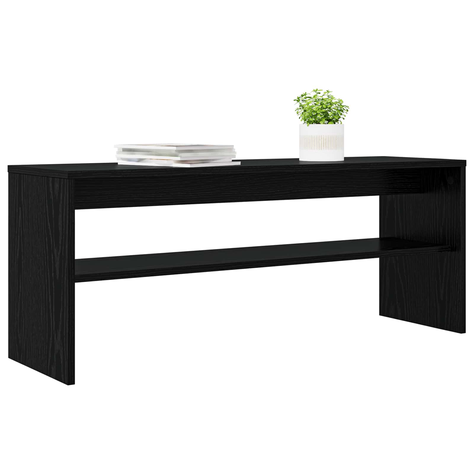 vidaXL TV Cabinet 100 x 30 x 40 cm Black Oak Engineered Wood 3