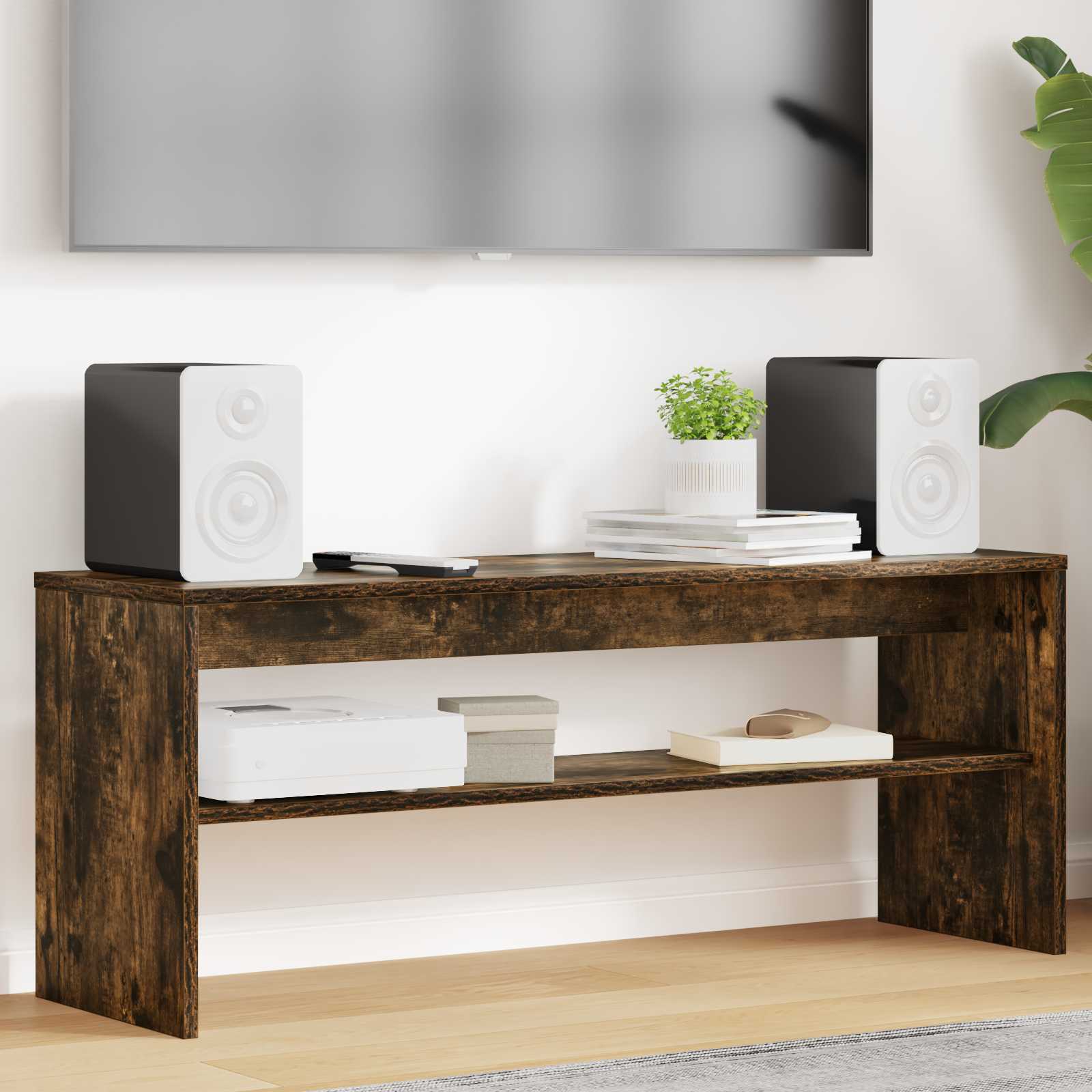 vidaXL TV Cabinet 100 x 30 x 40 cm Smoked Oak Engineered Wood 1