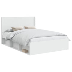 Bed Frame with Storage and Headboard Length 200 cm White 160 cm
