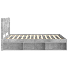 Bed Frame with Storage and Headboard Length 200 cm Concrete Grey 160 cm