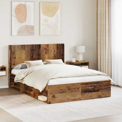 Bed Frame with Storage and Headboard 120 x 190 cm Old wood