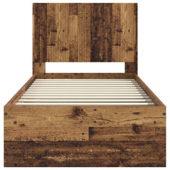 Bed Frame with Storage and Headboard Length 200 cm Old Wood 100 cm
