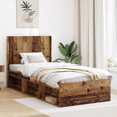 Bed Frame with Storage and Headboard 90 x 190 cm Old wood