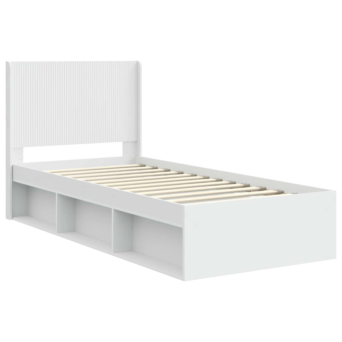 Bed Frame with Storage and Headboard 75 x 190 cm White
