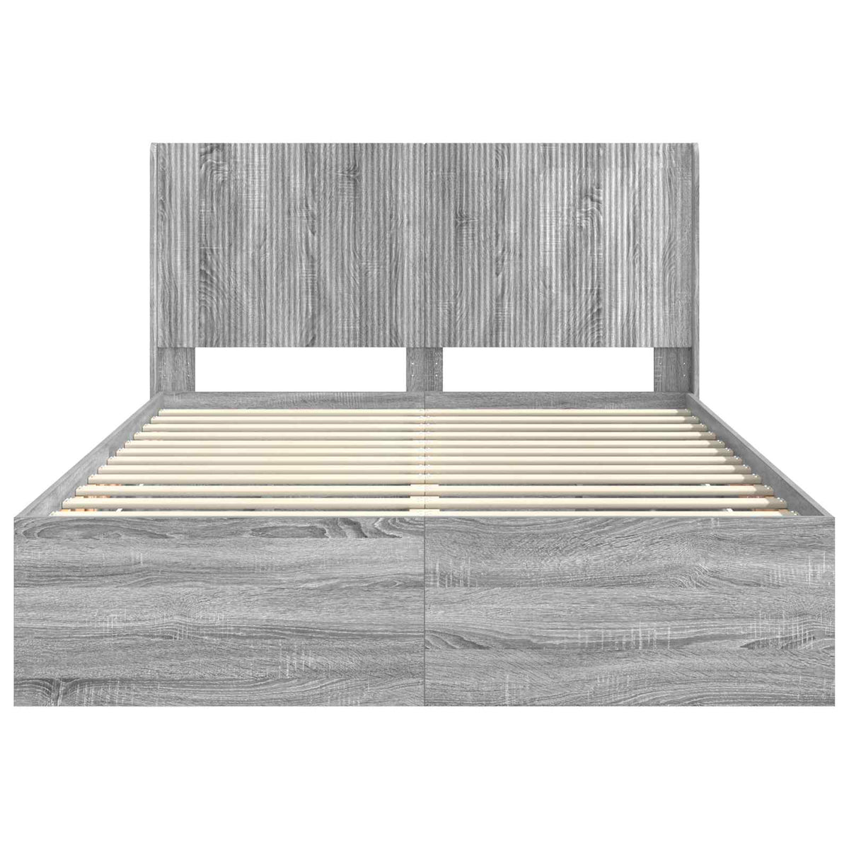 Bed Frame with Storage and Headboard Length 200 cm Grey Sonoma 140 cm