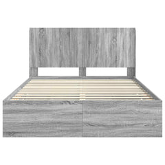 Bed Frame with Storage and Headboard Length 200 cm Grey Sonoma 140 cm