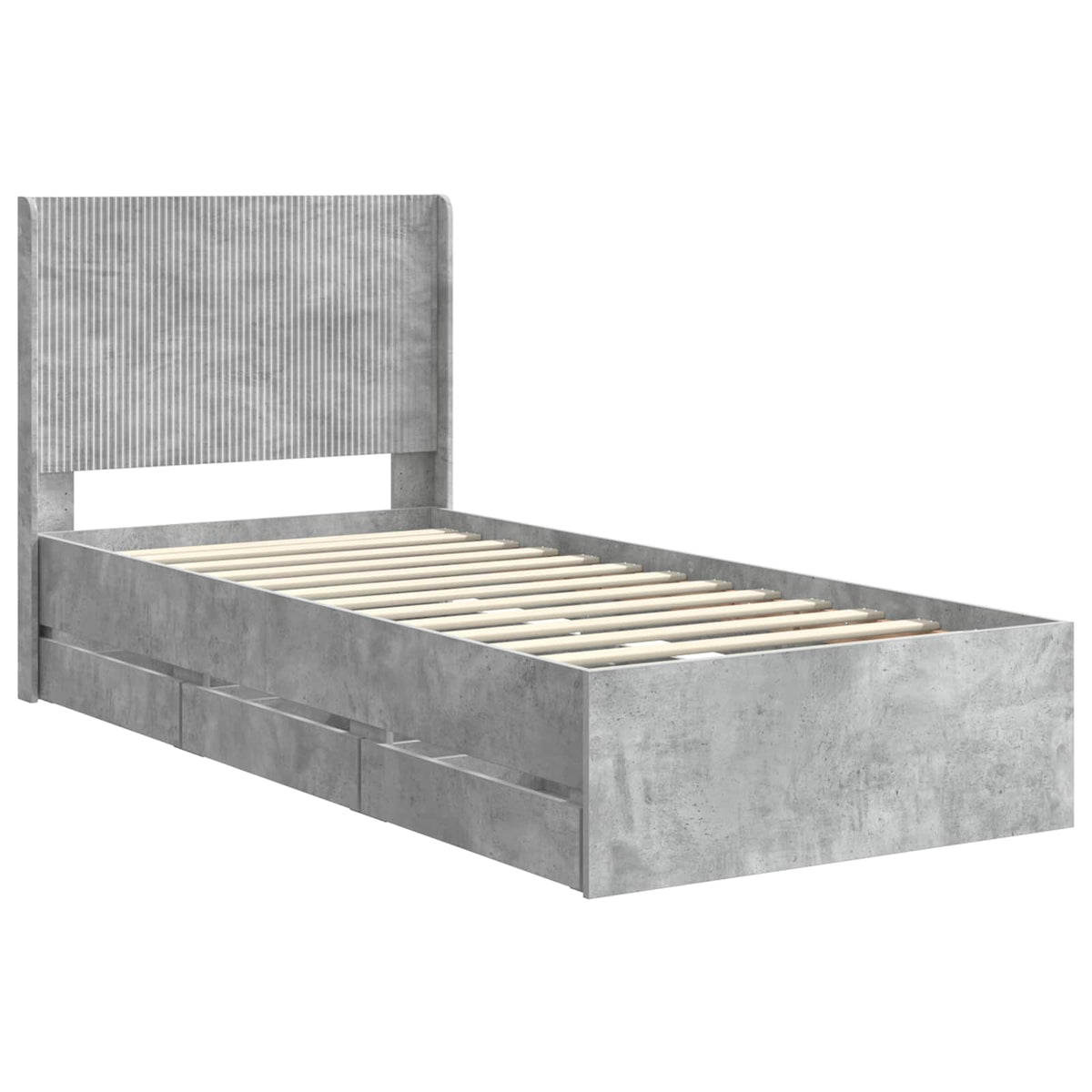 Bed Frame with Storage and Headboard Length 200 cm Concrete Grey 90 cm