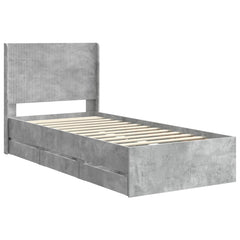 Bed Frame with Storage and Headboard Length 200 cm Concrete Grey 90 cm