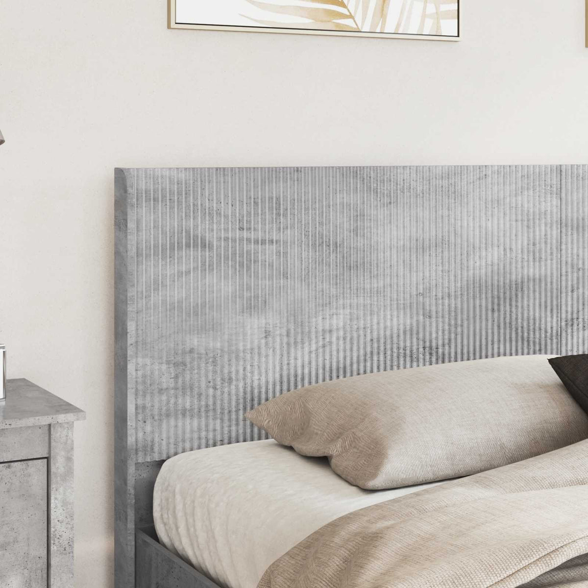 Bed Frame with Storage and Headboard Length 200 cm Concrete Grey 200 cm