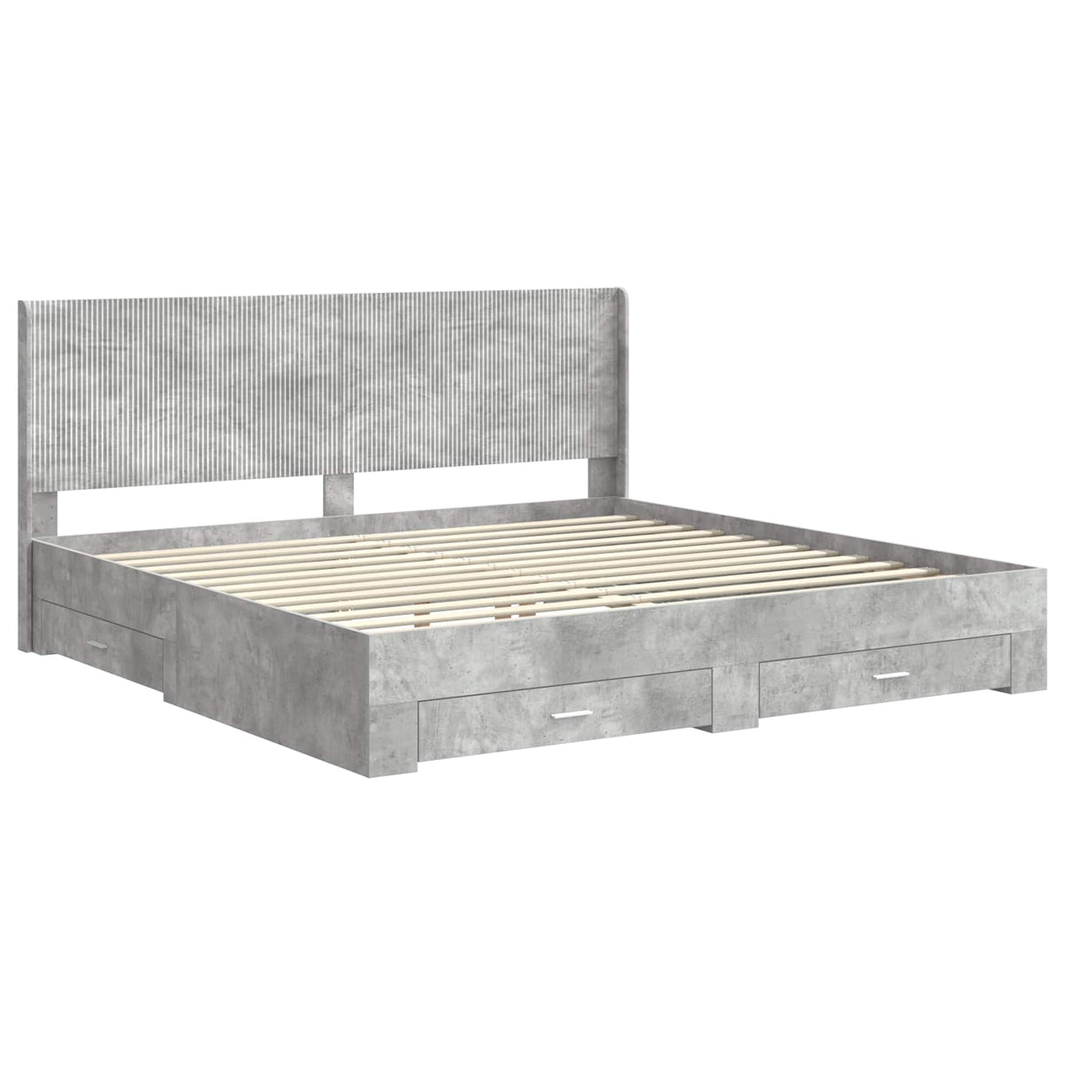 Bed Frame with Storage and Headboard Length 200 cm Concrete Grey 200 cm