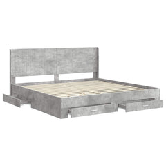 Bed Frame with Storage and Headboard Length 200 cm Concrete Grey 200 cm
