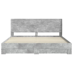 Bed Frame with Storage and Headboard Length 200 cm Concrete Grey 200 cm