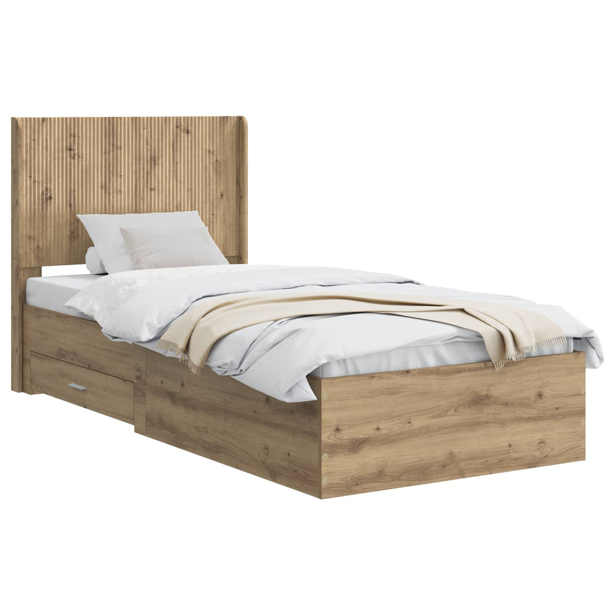 Bed Frame with Storage and Headboard Length 200 cm Artisan Oak 90 cm
