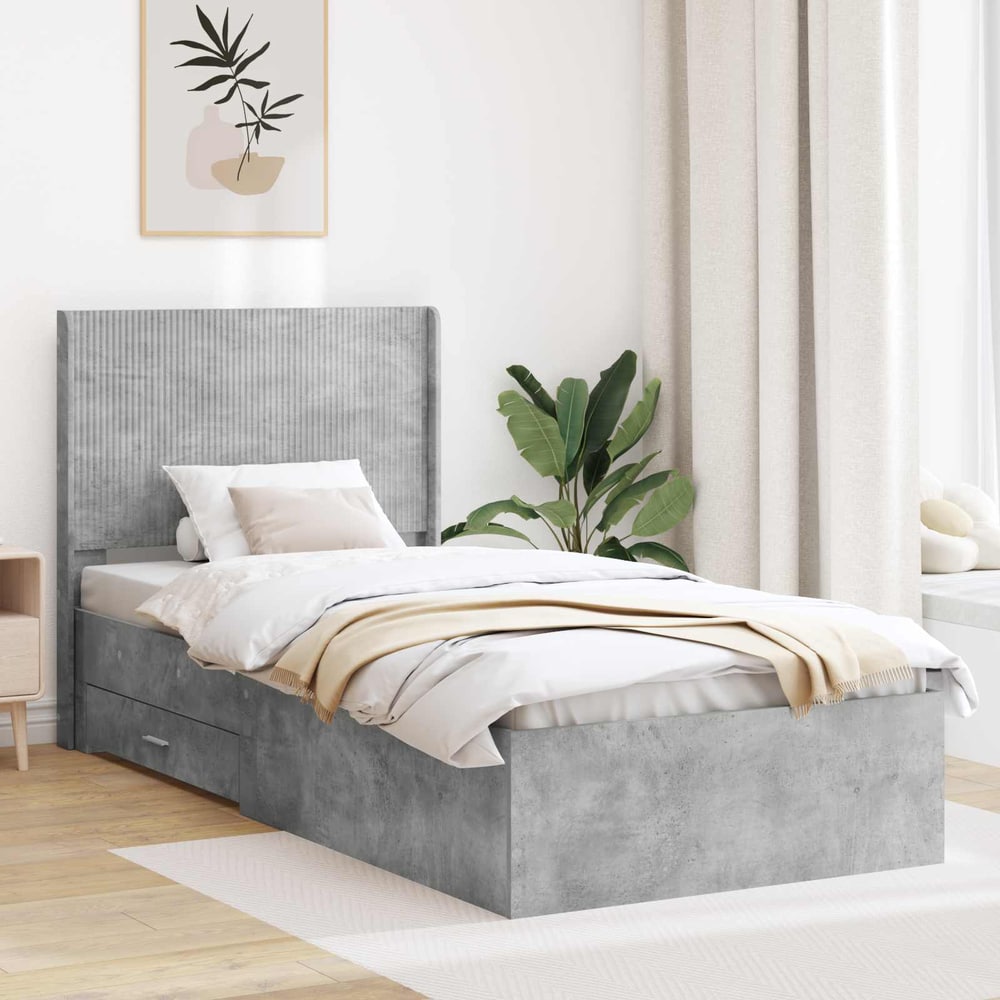 Bed Frame Storage Headboard Concrete grey