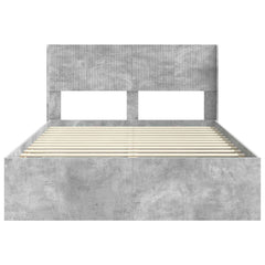 Bed Frame with Storage and Headboard 135 x 190 cm Concrete grey