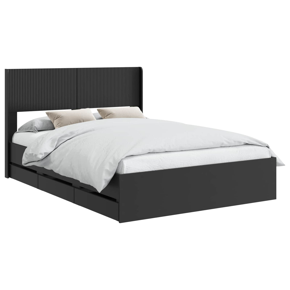 Bed Frame with Storage and Headboard Length 200 cm Black 160 cm