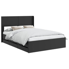 Bed Frame with Storage and Headboard Length 200 cm Black 160 cm