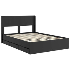 Bed Frame with Storage and Headboard Length 200 cm Black 160 cm