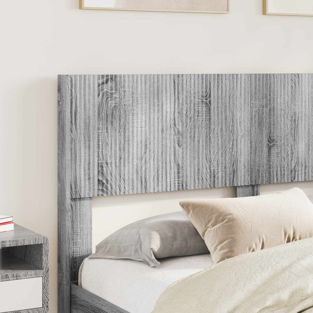 Bed Frame with Storage and Headboard Length 200 cm Grey Sonoma 160 cm