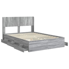 Bed Frame with Storage and Headboard Length 200 cm Grey Sonoma 160 cm