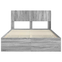 Bed Frame with Storage and Headboard Length 200 cm Grey Sonoma 160 cm