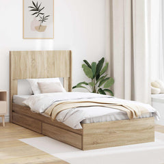 Bed Frame with Storage and Headboard Length 190 cm Sonoma oak 75 cm