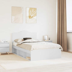 Bed Frame with Headboard 120 x 190 cm Solid Pine Wood White