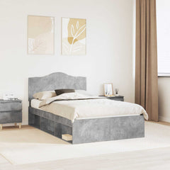 Bed Frame with Headboard 120 x 190 cm Solid Pine Wood Concrete grey