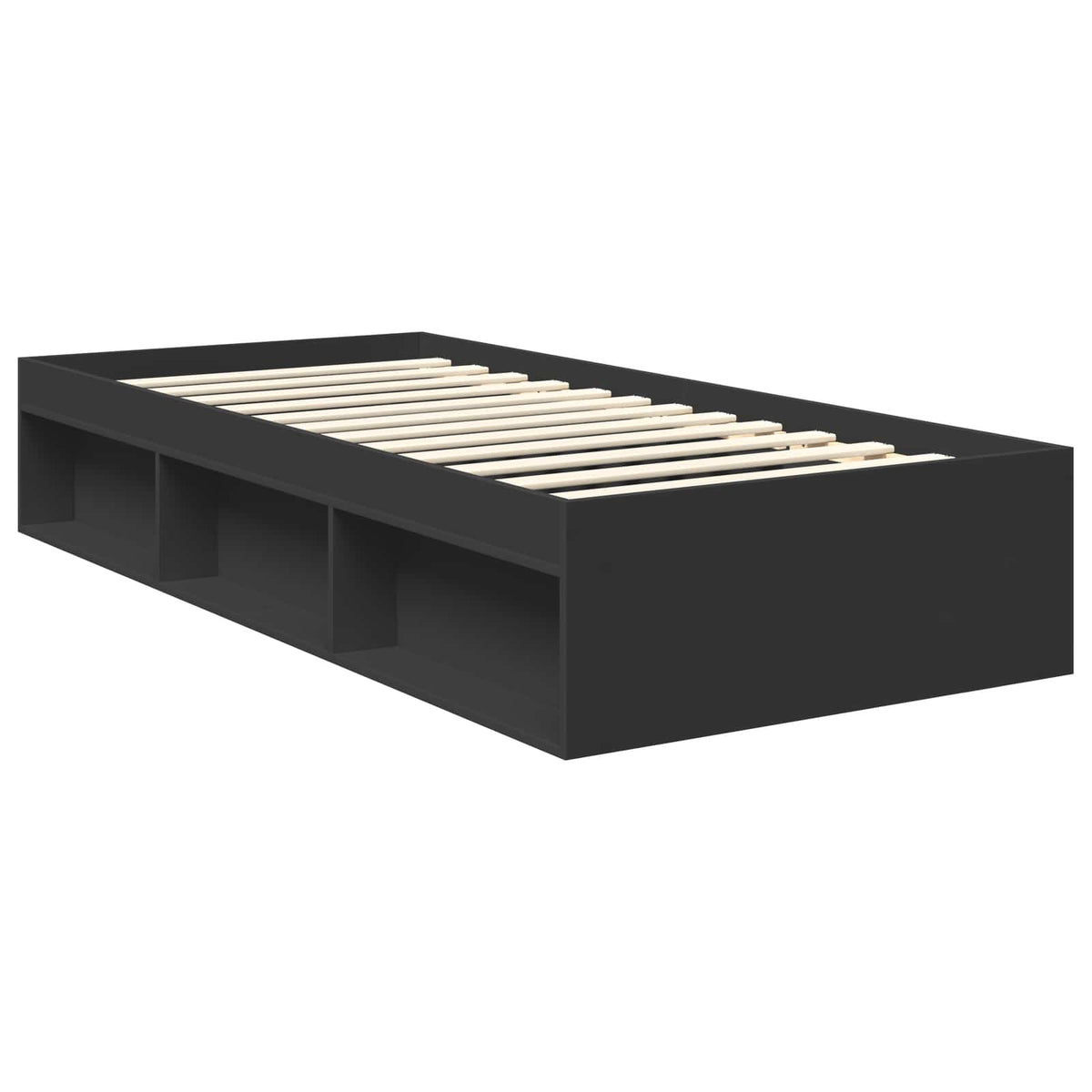 Bed Frame Solid Pine Wood Black
