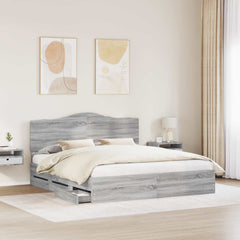 Bed Frame with Drawer Engineer Wood Length 200 cm Grey Sonoma 180 cm