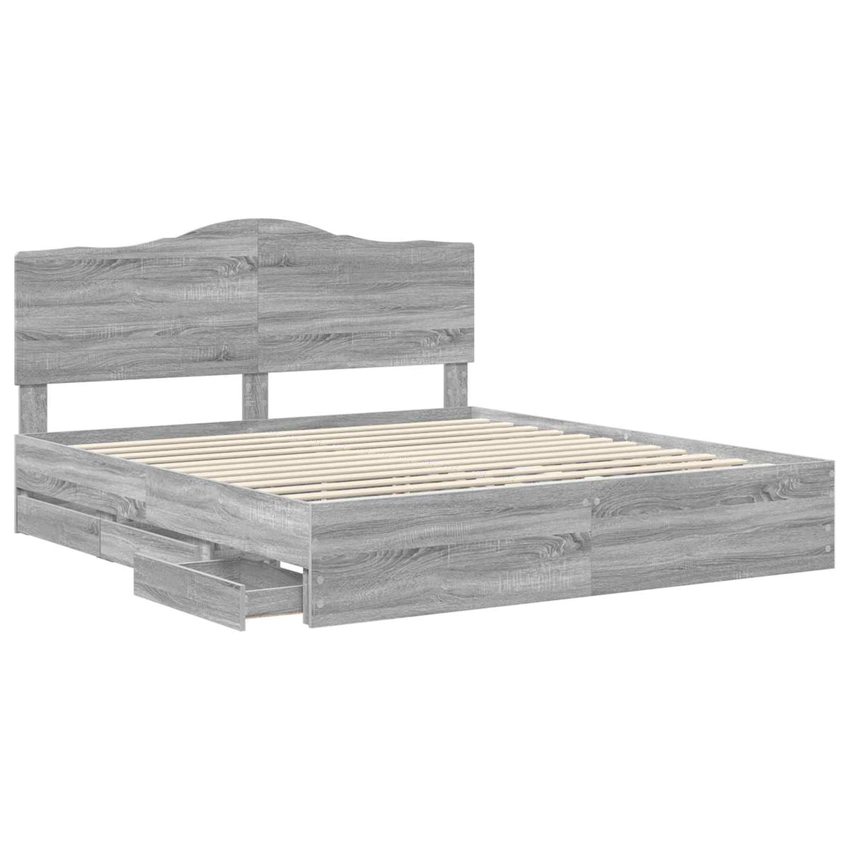 Bed Frame with Drawer Engineer Wood Length 200 cm Grey Sonoma 180 cm