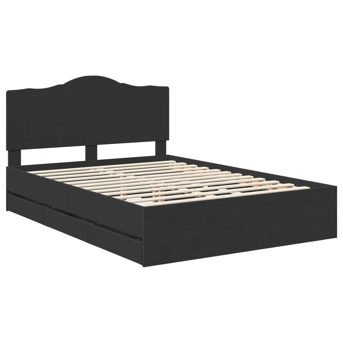 Bed Frame with Drawer Engineer Wood Length 200 cm Black 160 cm